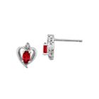 Diamond Accent Oval & Lab-created Ruby Sterling Silver Stud Earrings