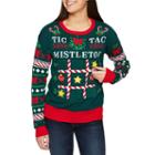 Mistletoe Tic Tac Toe Game Sweater With Velcro Game Pieces-juniors
