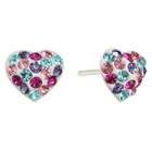 Childs Multicolor Crystal Heart Earrings