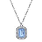 1928 Jewelry Blue Stone And Crystal Pendant Necklace