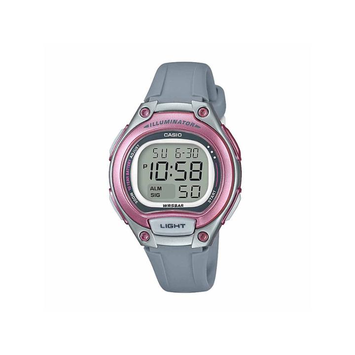 Casio Table Illuminator Womens Gray Strap Watch-lw203-8vpb