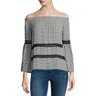 Belle + Sky Off The Shoulder 3/4 Sleeve Lace Inset Top