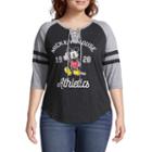 Mickey Mouse Lace Up Baseball Tee - Juniors Plus