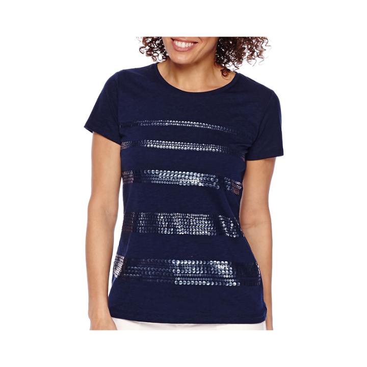 St. John's Bay Short-sleeve Sequin Tee