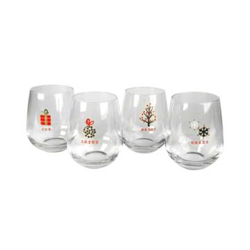 Artland Season's Tidings Set Of 4 Stemless Glasses