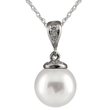 Splendid Pearls 3/8 Ct. T.w. White Pearl 14k Gold Pendant