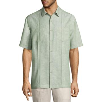 Havanera Havanera Linens Short Sleeve Pattern Button-front Shirt-big And Tall
