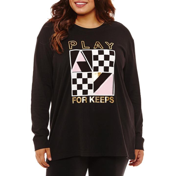 Flirtitude Play For Keeps Graphic T-shirt- Juniors Plus