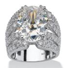 Diamonart Womens Greater Than 6 Ct. T.w. Oval White Cubic Zirconia Sterling Silver Engagement Ring