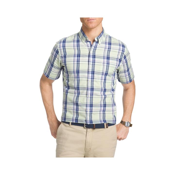 Izod Saltwater Short Sleeve Poplin Button-front Shirt