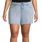 Boutique + Side Stripe Denim Shorts - Plus