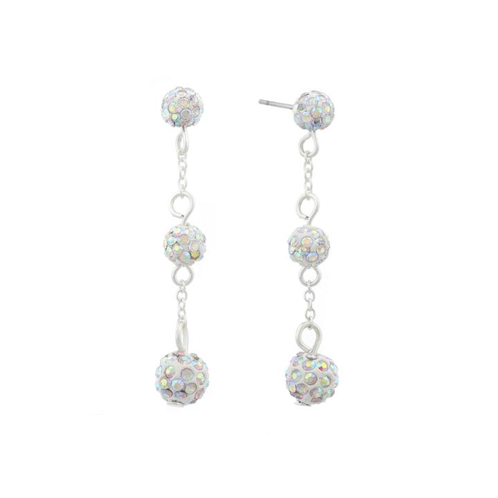 Liz Claiborne Linear Clear And Silvertone Earrings
