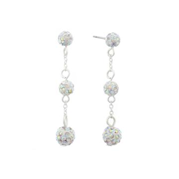 Liz Claiborne Linear Clear And Silvertone Earrings