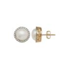 1/7 C.t. Tw Diamond And Cultured Freshwater Pearl Stud Earrings