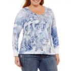 Unity World Wear Long Sleeve Scoop Neck Snowflake Tee - Plus