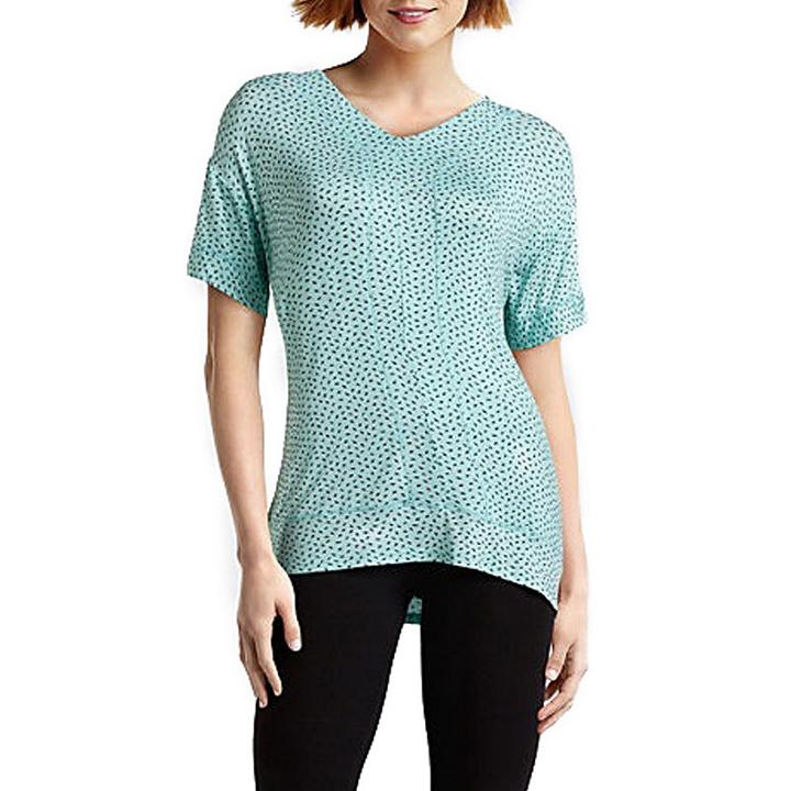 Raglan Sleeve Vneck Geo Print Tee