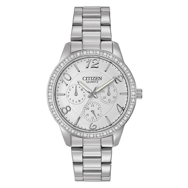 Citizen Womens Silver-tone Crystal-accent Chronograph Watch Ed8120-54a