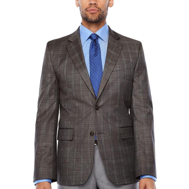 Stafford Classic Fit Woven Plaid Sport Coat - Big And Tall