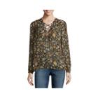 A.n.a Long-sleeve Lace-front Peasant Blouse