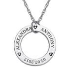 Personalized Womens Sterling Silver Round Pendant Necklace
