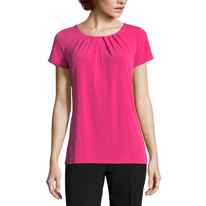 Liz Claiborne Pleat Neck Tee - Tall