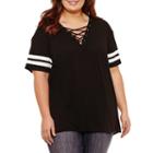 Flirtitude Short Sleeve V Neck T-shirt-womens Juniors Plus