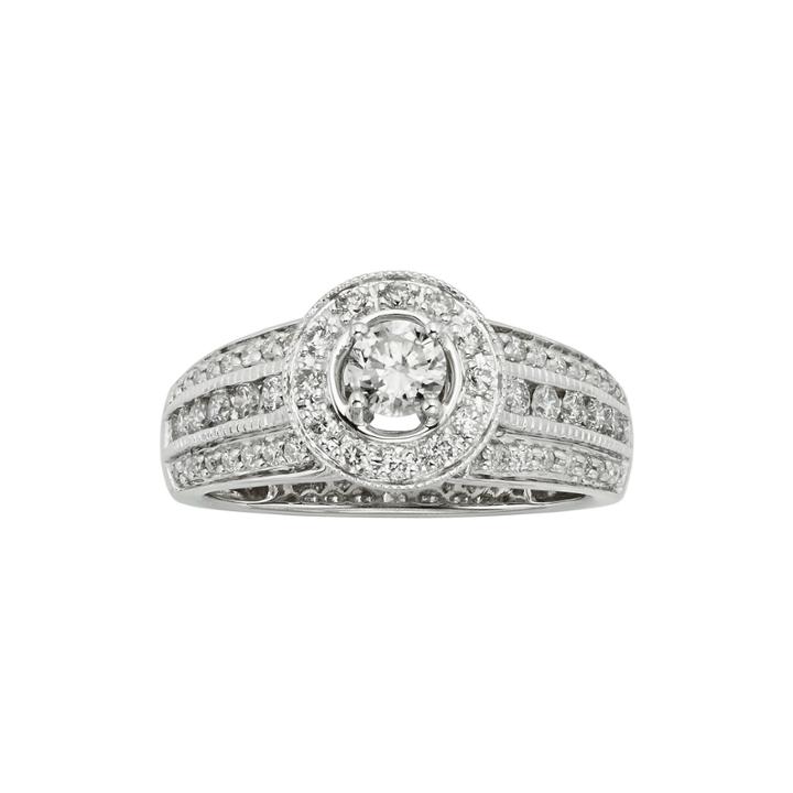 1 Ct. T.w. Certified Diamond 14k White Gold Vintage-style Bridal Ring