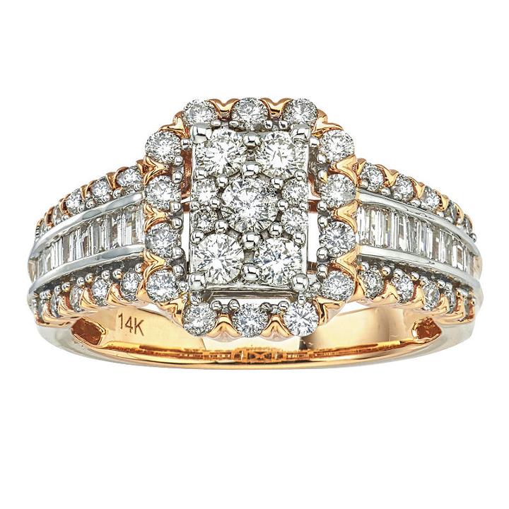 Diamond Blossom Womens 1 Ct. T.w. Genuine Diamond White Engagement Ring
