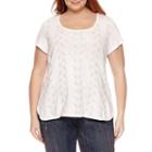 Liz Claiborne Short Sleeve Scoop Neck T-shirt-plus