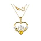 Heart-shaped Genuine Citrine And Diamond-accent Claddagh Pendant Necklace