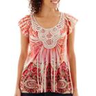 Unity Cap-sleeve Crochet-trim Legacy Knit Sublimation Top - Petite