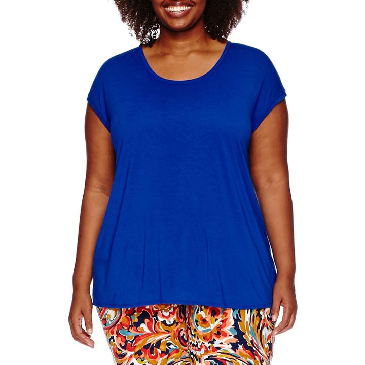Liz Claiborne Short-sleeve Extended-shoulder Butterfly Back Tee - Plus
