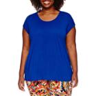 Liz Claiborne Short-sleeve Extended-shoulder Butterfly Back Tee - Plus