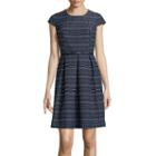 Liz Claiborne Cap-sleeve Stripe Fit-and-flare Dress