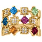 Artcarved Personalized Womens Simulated Multi Stone 14k Gold Band