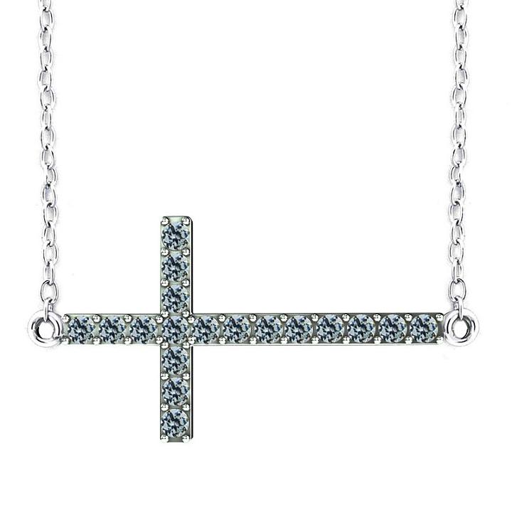 Diamonart Womens 1 Ct. T.w. White Cubic Zirconia Sterling Silver Cross Pendant Necklace