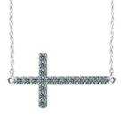 Diamonart Womens 1 Ct. T.w. White Cubic Zirconia Sterling Silver Cross Pendant Necklace