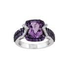 Genuine Amethyst And 1/10 Ct. T.w. Diamond Sterling Silver Ring
