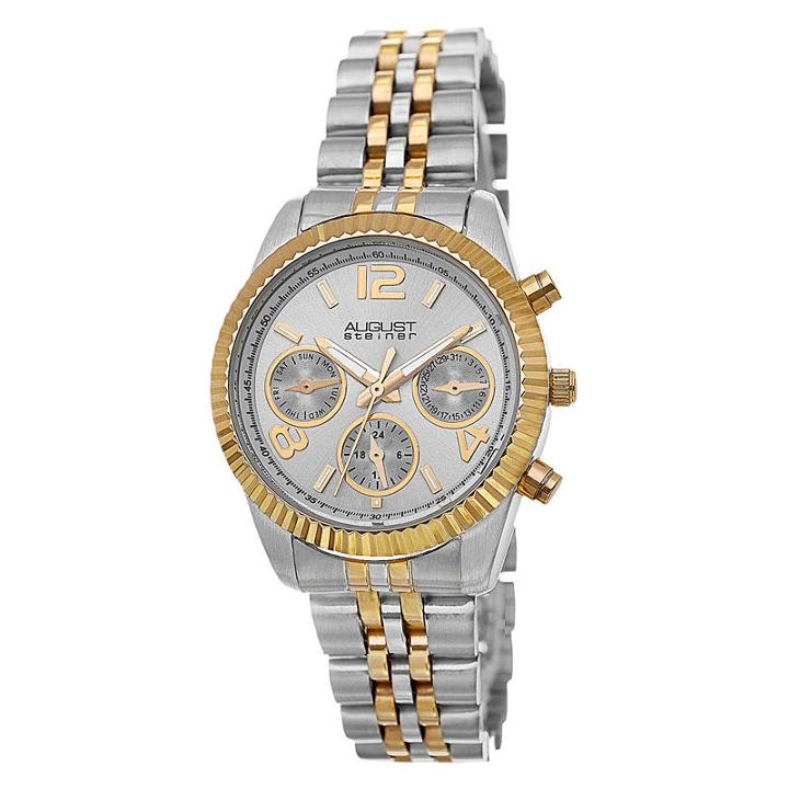 August Steiner Womens Two Tone Strap Watch-as-8103ttg