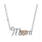 1/7 Ct. T.w. Diamond10k Rose Gold And Sterling Silver Mom Pendant Necklace