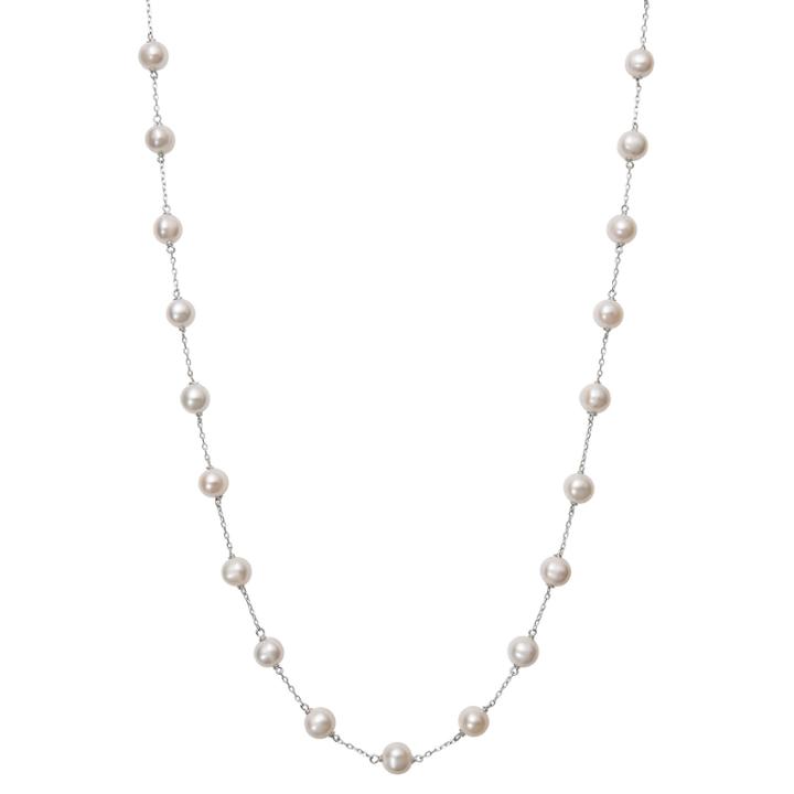 Womens White Pearl 10k Gold Strand Necklace