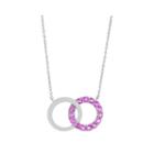 Lab-created Pink Sapphire Interlocking Double-circle Sterling Silver Necklace