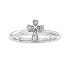 Personally Stackable Genuine White Topaz Sterling Silver Cross Stackable Ring