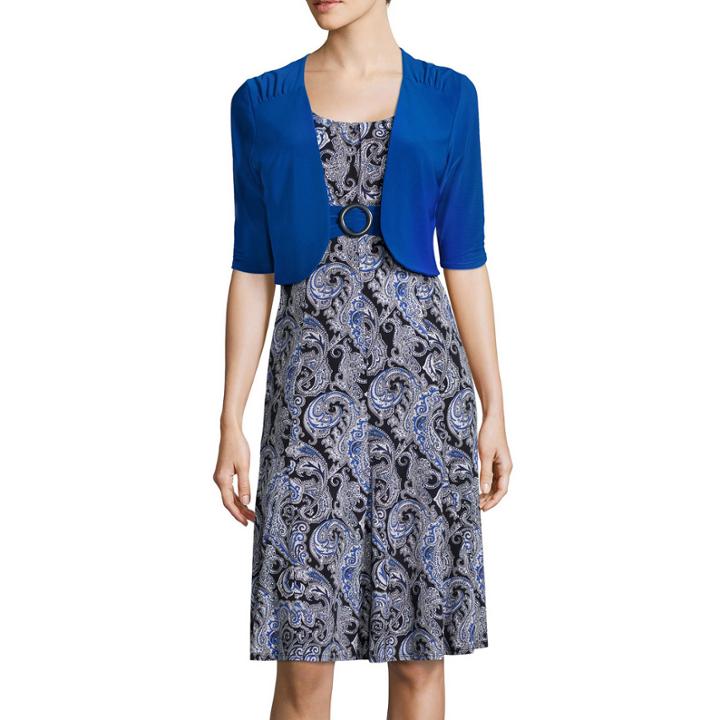 Perceptions 3/4-sleeve Paisley High Buckle Jacket Dress