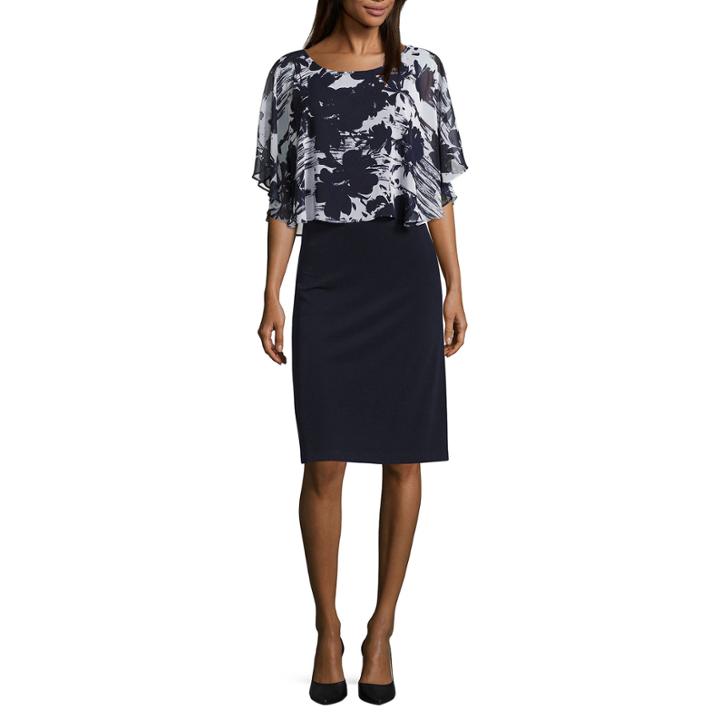 Connected Apparel Flutter Sleeve Sheath Dress