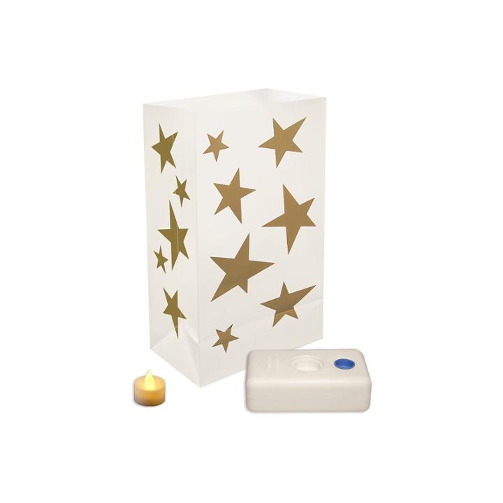Battery Operated Luminaria Kit- Stars Set Of 12