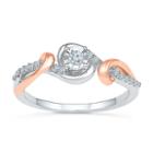 Promise My Love Womens 1/8 Ct. T.w. Genuine Round White Diamond Sterling Silver Gold Over Silver Promise Ring