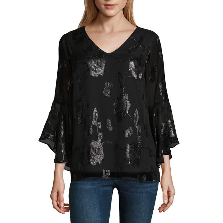 Alyx 3/4 Sleeve V Neck Chiffon Floral Blouse