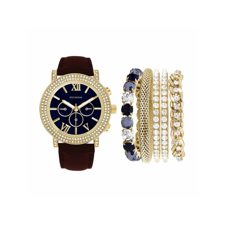 Rocawear Womens Brown Strap Watch-rlst1959g329-006