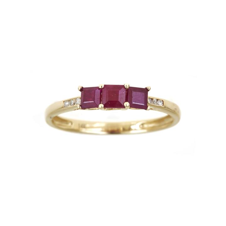 Limited Quantities Lead Glass-filled Ruby And Diamond-accent Band